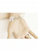 Fashion Lolita Bride Married Pink Bow Rose Flower White Lace Bracelet Ring Set
