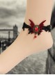 Gothic Palace Vampire Retro Black Lace Female Red Butterfly Gemstone Handmade Anklet
