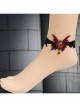 Gothic Palace Vampire Retro Black Lace Female Red Butterfly Gemstone Handmade Anklet