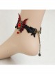Gothic Palace Vampire Retro Black Lace Female Red Butterfly Gemstone Handmade Anklet