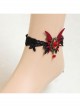 Gothic Palace Vampire Retro Black Lace Female Red Butterfly Gemstone Handmade Anklet