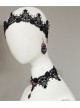 Retro Fashion Personality Black Lace Wedding Dress Purple Rose Female Long Earrings