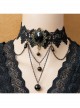 Gothic Fashion Temperament Retro Tassel Black Lace Pearl Jewel Wide Choker