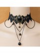 Gothic Fashion Temperament Retro Tassel Black Lace Pearl Jewel Wide Choker
