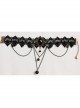Gothic Fashion Temperament Retro Tassel Black Lace Pearl Jewel Wide Choker