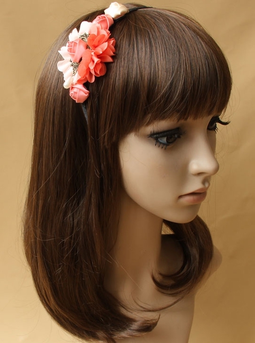 Retro Fashion Leisure Holiday Pink Flower Rose Creative Female Hair Band