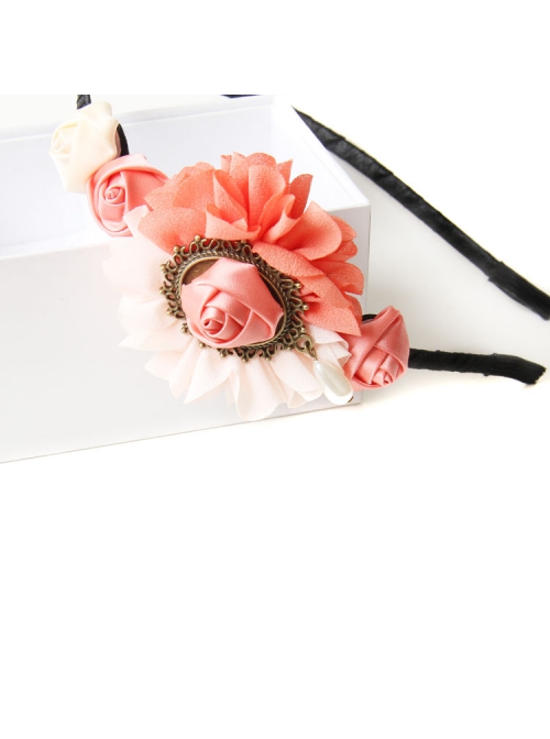 Retro Fashion Leisure Holiday Pink Flower Rose Creative Female Hair Band