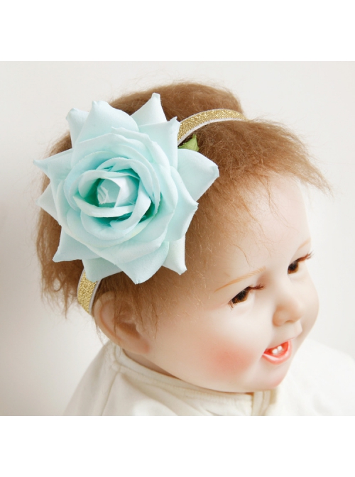 Fashion Cute Holiday Blue Rose Flower Child Baby Elastic Headband