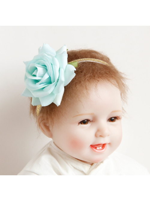 Fashion Cute Holiday Blue Rose Flower Child Baby Elastic Headband