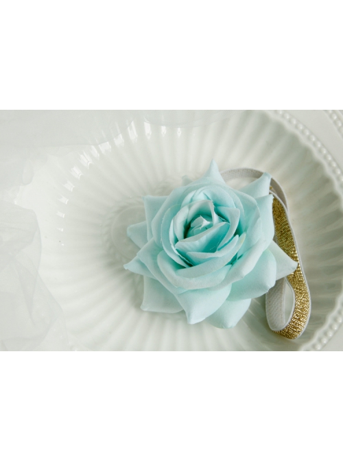 Fashion Cute Holiday Blue Rose Flower Child Baby Elastic Headband