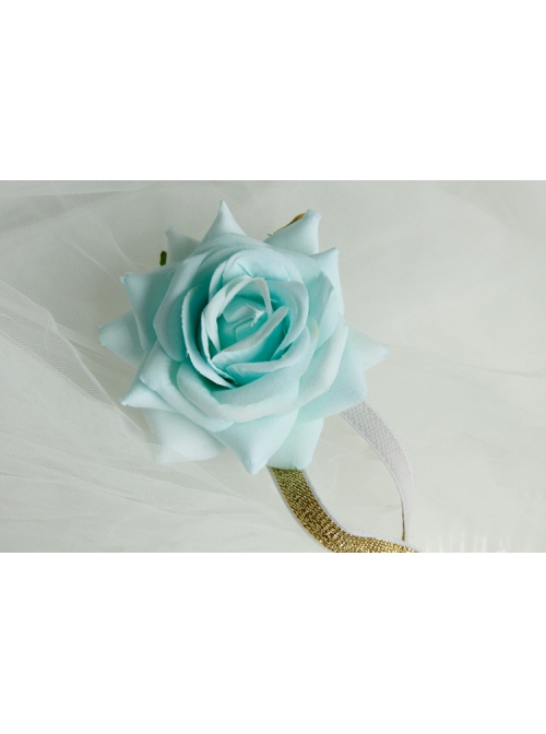 Fashion Cute Holiday Blue Rose Flower Child Baby Elastic Headband