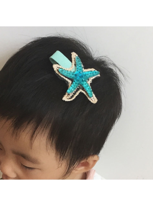 Fashion Holiday Birthday Party Blue Starfish Cute Baby Hairpin