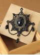 Christmas Retro Fashion Gothic Black Lace Pearl Snowflake Gem Brooch