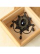 Christmas Retro Fashion Gothic Black Lace Pearl Snowflake Gem Brooch