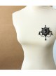 Christmas Retro Fashion Gothic Black Lace Pearl Snowflake Gem Brooch