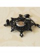 Christmas Retro Fashion Gothic Black Lace Pearl Snowflake Gem Brooch