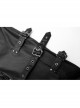 Metal Buckle Leg Loops Black Punk Imitation Woven Pants