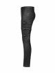 Metal Buckle Leg Loops Black Punk Imitation Woven Pants
