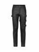Metal Buckle Leg Loops Black Punk Imitation Woven Pants