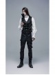 Metal Buckle Leg Loops Black Punk Imitation Woven Pants