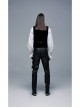 Metal Buckle Leg Loops Black Punk Imitation Woven Pants