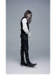 Metal Buckle Leg Loops Black Punk Imitation Woven Pants