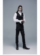 Metal Buckle Leg Loops Black Punk Imitation Woven Pants