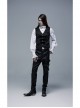 Metal Buckle Leg Loops Black Punk Imitation Woven Pants