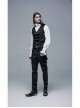 Metal Buckle Leg Loops Black Punk Imitation Woven Pants