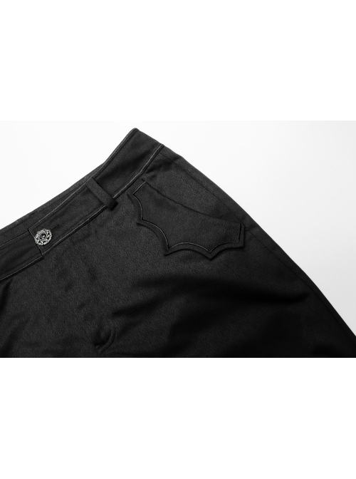 Bat-Shaped Embroidery Thread Decoration Black Gothic Dark Texture Woven Pants