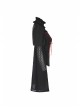 High Collar Front Chest Ribbon Flounce Decoration Flare Sleeve Back Waist Lace-Up Black Gothic Blouse