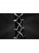 High Collar Front Chest Ribbon Flounce Decoration Flare Sleeve Back Waist Lace-Up Black Gothic Blouse