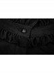 High Collar Front Chest Ribbon Flounce Decoration Flare Sleeve Back Waist Lace-Up Black Gothic Blouse