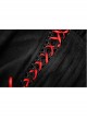 High Collar Front Chest Ribbon Flounce Decoration Flare Sleeve Back Waist Lace-Up Black Gothic Blouse