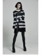 Black Punk Metal Eyelets Strap Long Sleeve Rough Selvage Striped Sweater