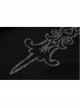 High Collar Front Bone Pattern Print Flare Cuff Hem Bevel Black Punk Sweater