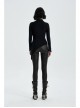 High Collar Front Bone Pattern Print Flare Cuff Hem Bevel Black Punk Sweater