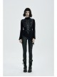 High Collar Front Bone Pattern Print Flare Cuff Hem Bevel Black Punk Sweater