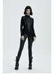 High Collar Front Bone Pattern Print Flare Cuff Hem Bevel Black Punk Sweater