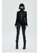 High Collar Front Bone Pattern Print Flare Cuff Hem Bevel Black Punk Sweater