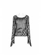 Black Punk Flare Sleeve Irregular Woven Hollow Short Sweater