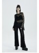 Black Punk Flare Sleeve Irregular Woven Hollow Short Sweater