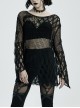 Round Collar Flare Sleeve Black Punk Irregular Woven Hollow Sweater