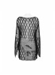 Round Collar Flare Sleeve Black Punk Irregular Woven Hollow Sweater