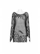 Round Collar Flare Sleeve Black Punk Irregular Woven Hollow Sweater