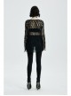 Round Collar Flare Sleeve Black Punk Irregular Woven Hollow Sweater