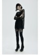 Round Collar Flare Sleeve Black Punk Irregular Woven Hollow Sweater