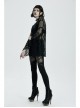 Round Collar Flare Sleeve Black Punk Irregular Woven Hollow Sweater