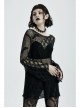 Round Collar Flare Sleeve Black Punk Irregular Woven Hollow Sweater