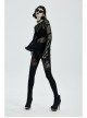 Round Collar Flare Sleeve Black Punk Irregular Woven Hollow Sweater